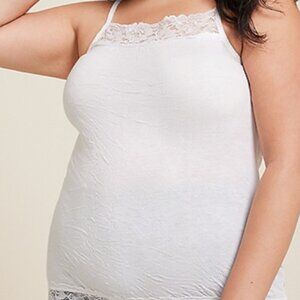 Maurices -Plus Size Solid Lace Trim Crinkle Cami
